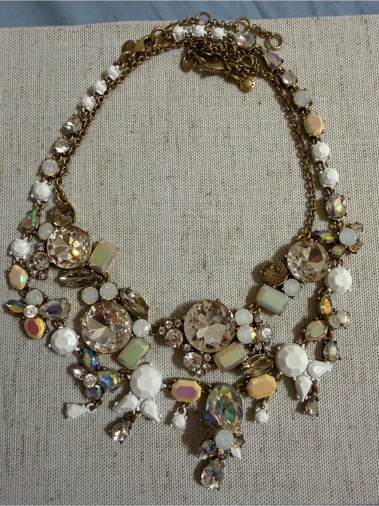 J. Crew Jewelry - J.CREW Iridescent floral Aurora Crystal Rhinestone Opal Statement Necklace Y2K